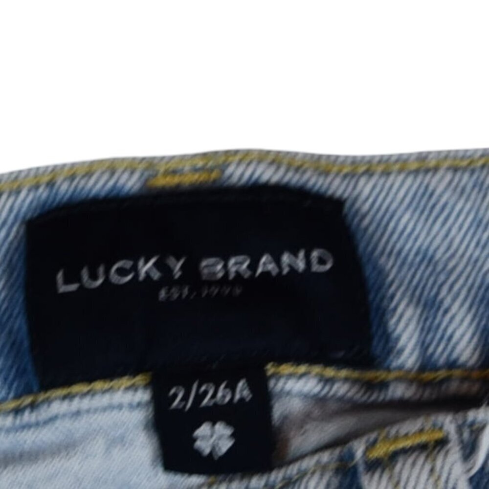 Lucky Brand 90s Straight Leg Jeans Light Wash Distressed Mid Rise 2/26A Grunge - Picture 3 of 11